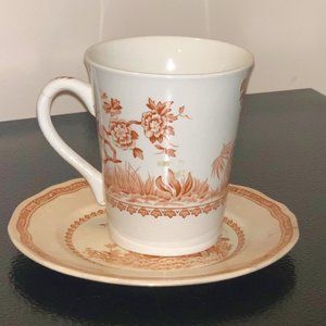 1913 Furnivals Demi-Tasse Brown Quail Mug & Saucer